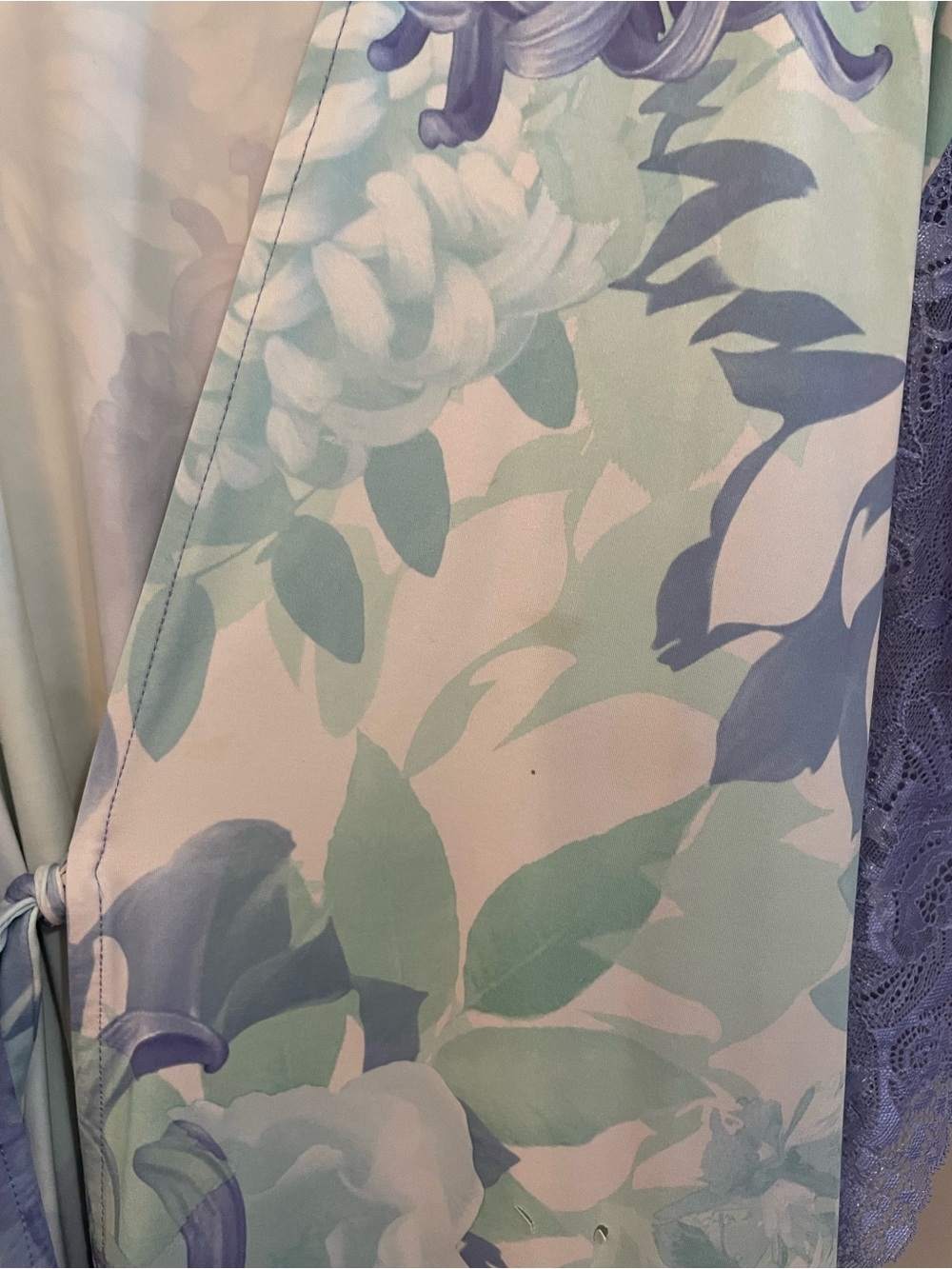 4/$20➡️ La Vie En Rose Lavender & Mint Floral Lace-Trim Kimono Robe – L/XL *Flaw - Picture 7 of 15